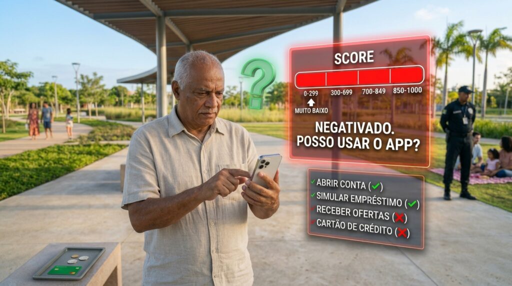 Posso usar o app se estiver negativado?